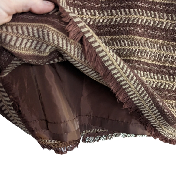 Bob Timberlake Striped Mini Skirt Size 4 Brown Frayed Hem Boho Southwestern - Picture 4 of 10